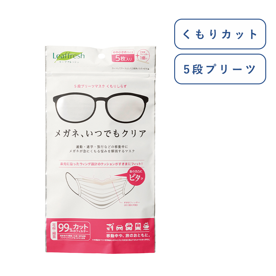 GW-1611-044【アウトレット】5段プリーツマスク　くもりしらず　やや小さめ