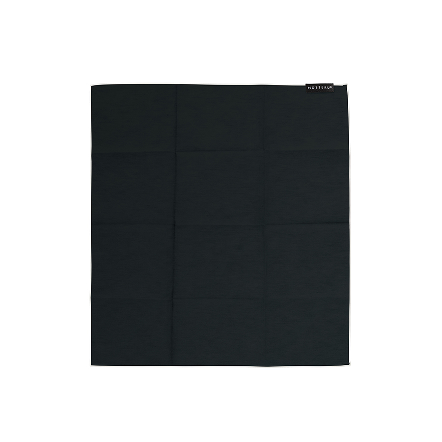 【アウトレット】MOTTERUポケスク　ハンカチ　ヘミング　ブラック