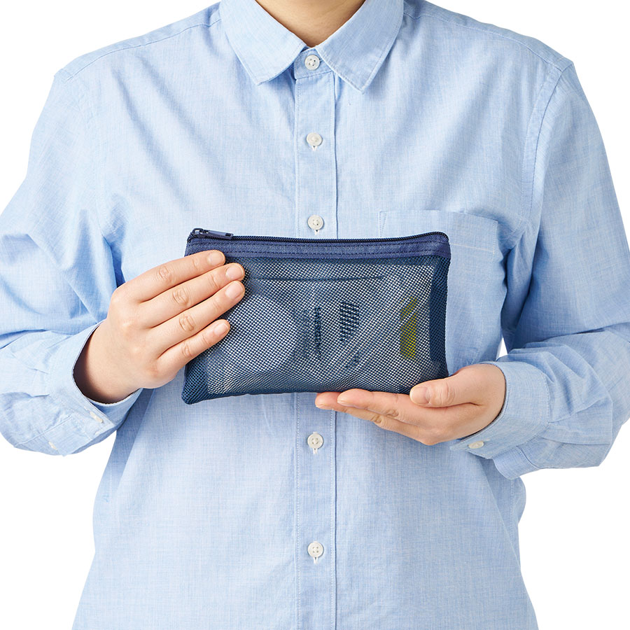 防災緊急7点セット　メッシュポーチタイプ　ネイビー