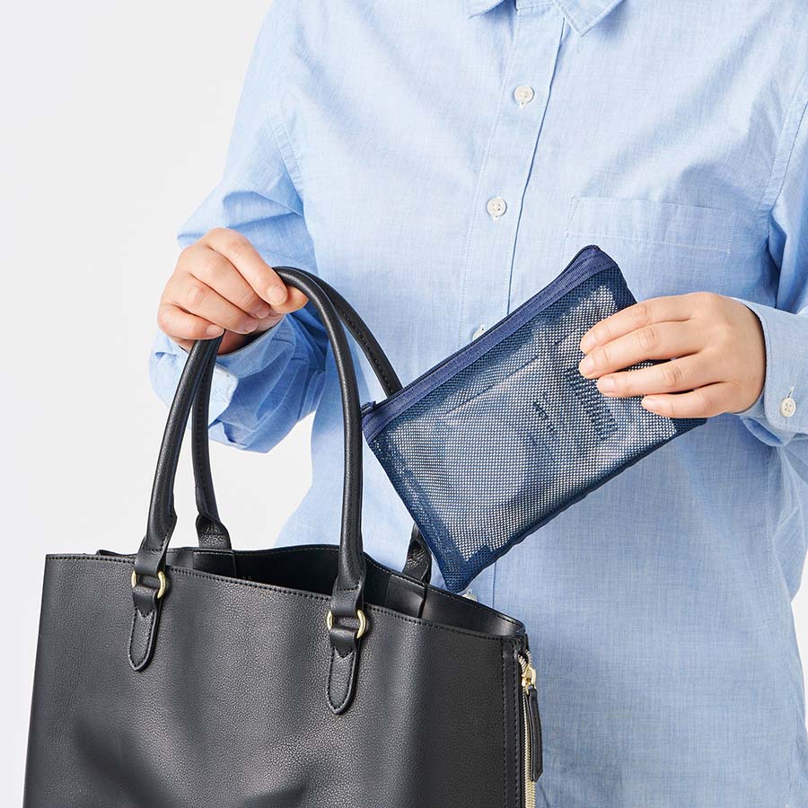 防災緊急7点セット　メッシュポーチタイプ　ネイビー