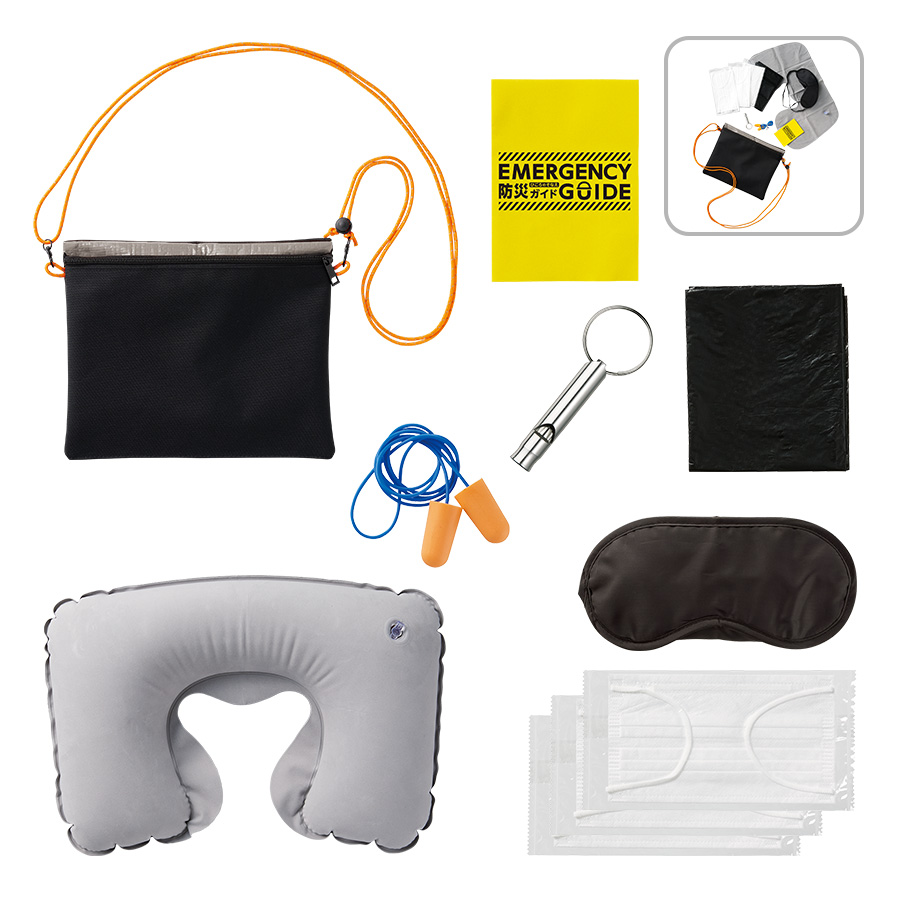 TB-0005-009防災緊急10点セット　シートインサコッシュタイプ　ブラック