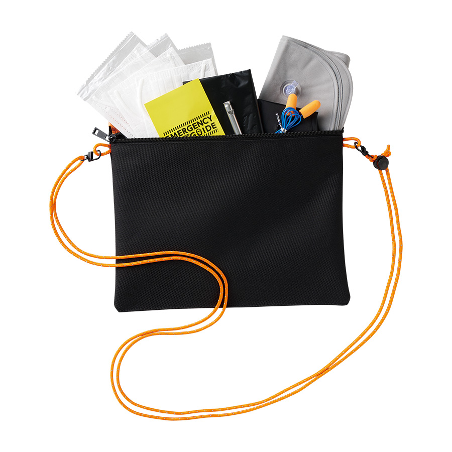 防災緊急10点セット　シートインサコッシュタイプ　ブラック