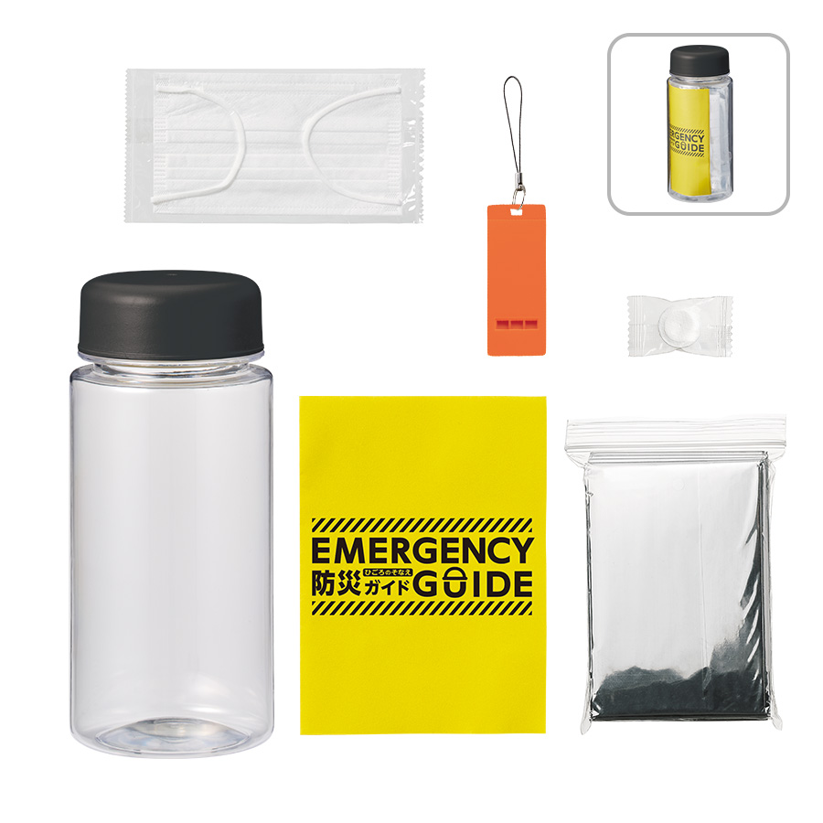 TB-0006-009防災緊急6点セット　コンパクトボトルタイプ　ブラック