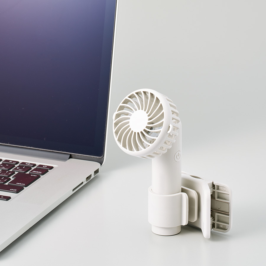 【先行掲載】日傘にもつけられるクリップ付ハンディファン