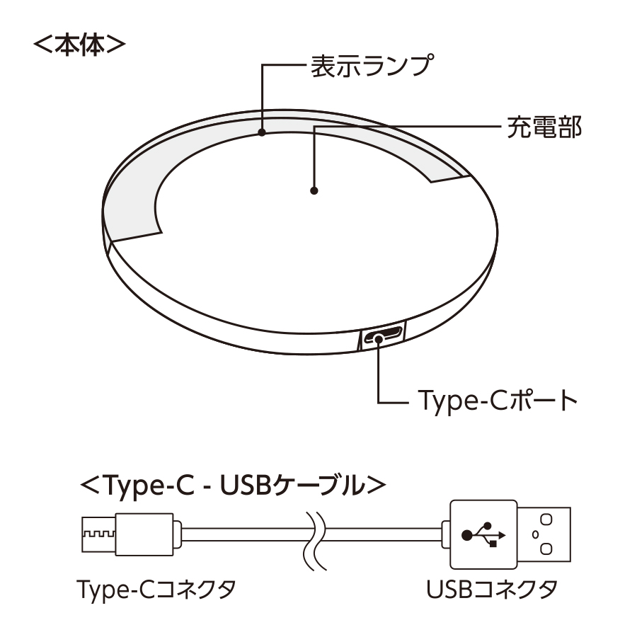 クリアワイヤレス充電器　ラウンド　10W