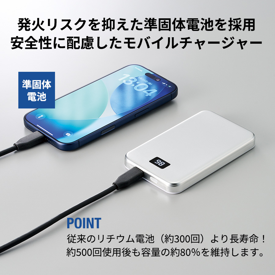 マグネット対応モバイルチャージャー5000（凖固体使用）