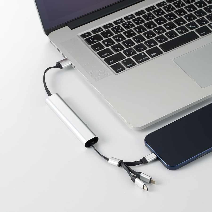 メタリックケース3in1充電ケーブル