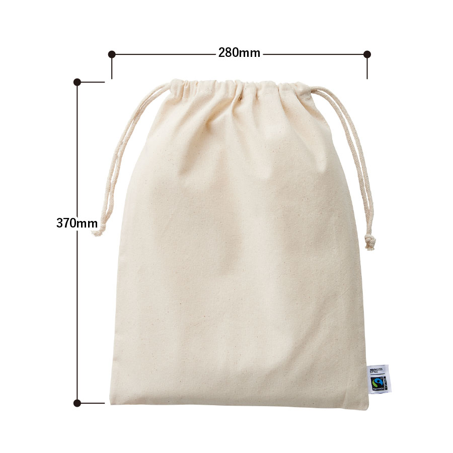フェアトレードコットン巾着（L） ナチュラル