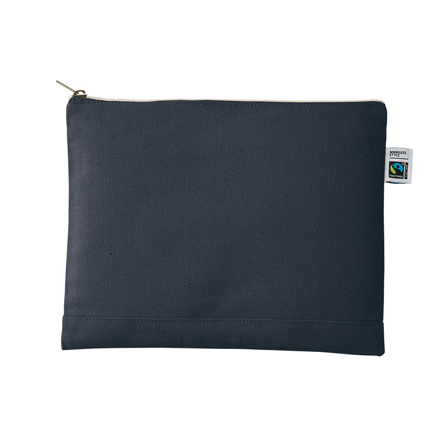 フェアトレードコットンキャンバスフラットポーチ（L）