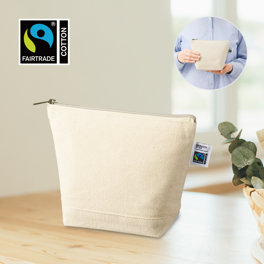 TF-0011-008フェアトレードコットンキャンバスデイリーポーチ（S）　ナチュラル