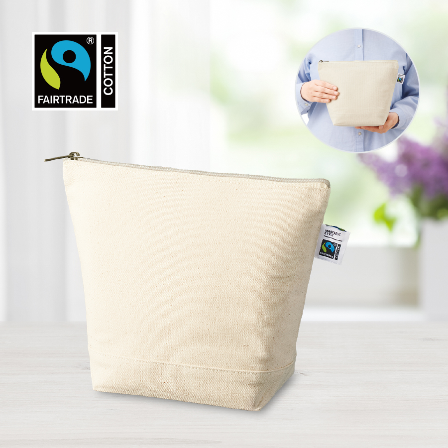 TF-0012-008【アウトレット】フェアトレードコットンキャンバスデイリーポーチ（M）　ナチュラル