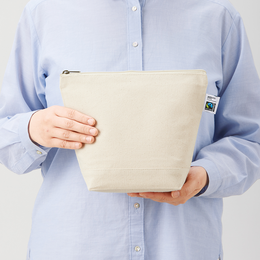 【アウトレット】フェアトレードコットンキャンバスデイリーポーチ（M）　ナチュラル