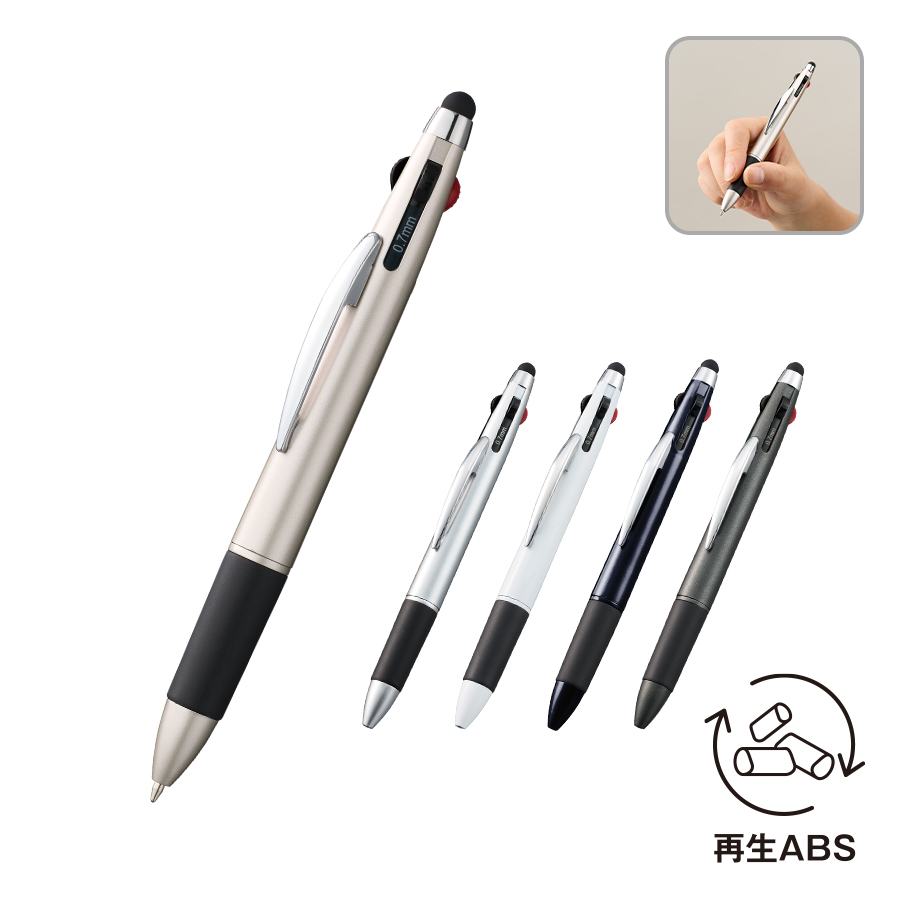 タッチペン付3色+1色スリムペン（再生ABS）
