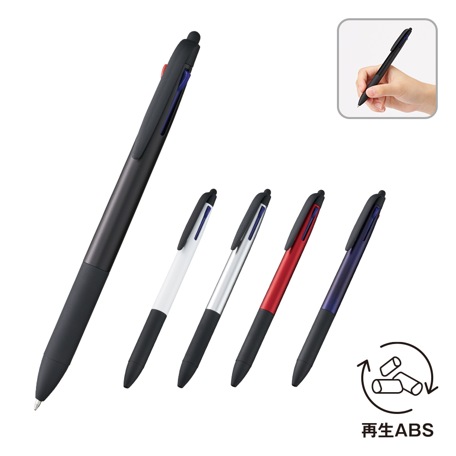 TF-0150タッチペン付３色ボールペン（再生ABS）