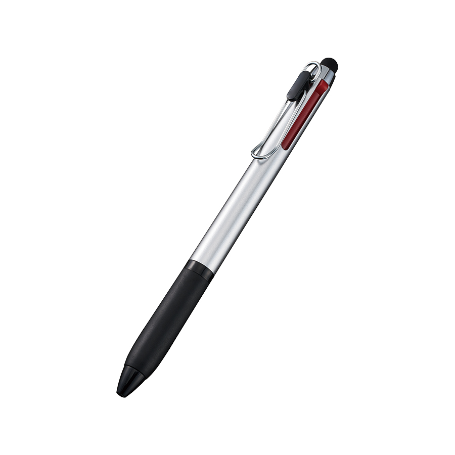 タッチペン付メタルクリップ３色ボールペン（再生ABS）