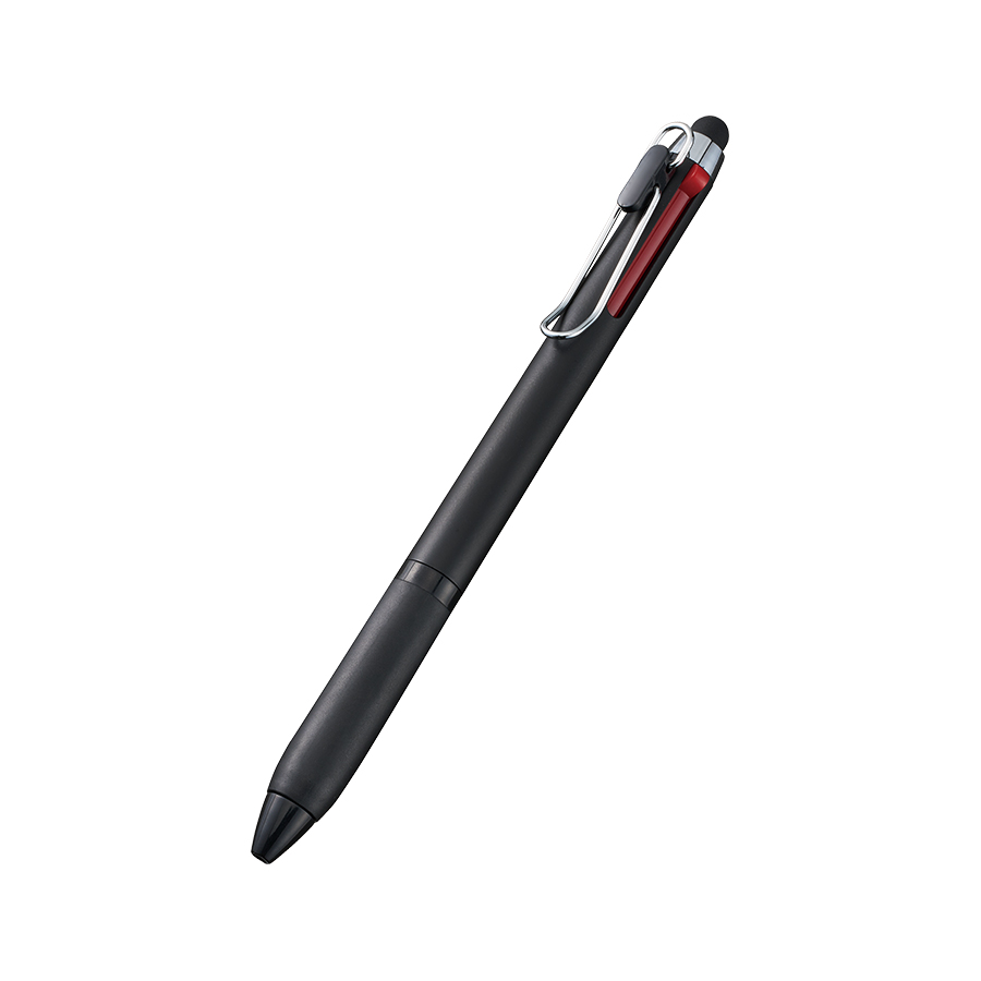 タッチペン付メタルクリップ３色ボールペン（再生ABS）