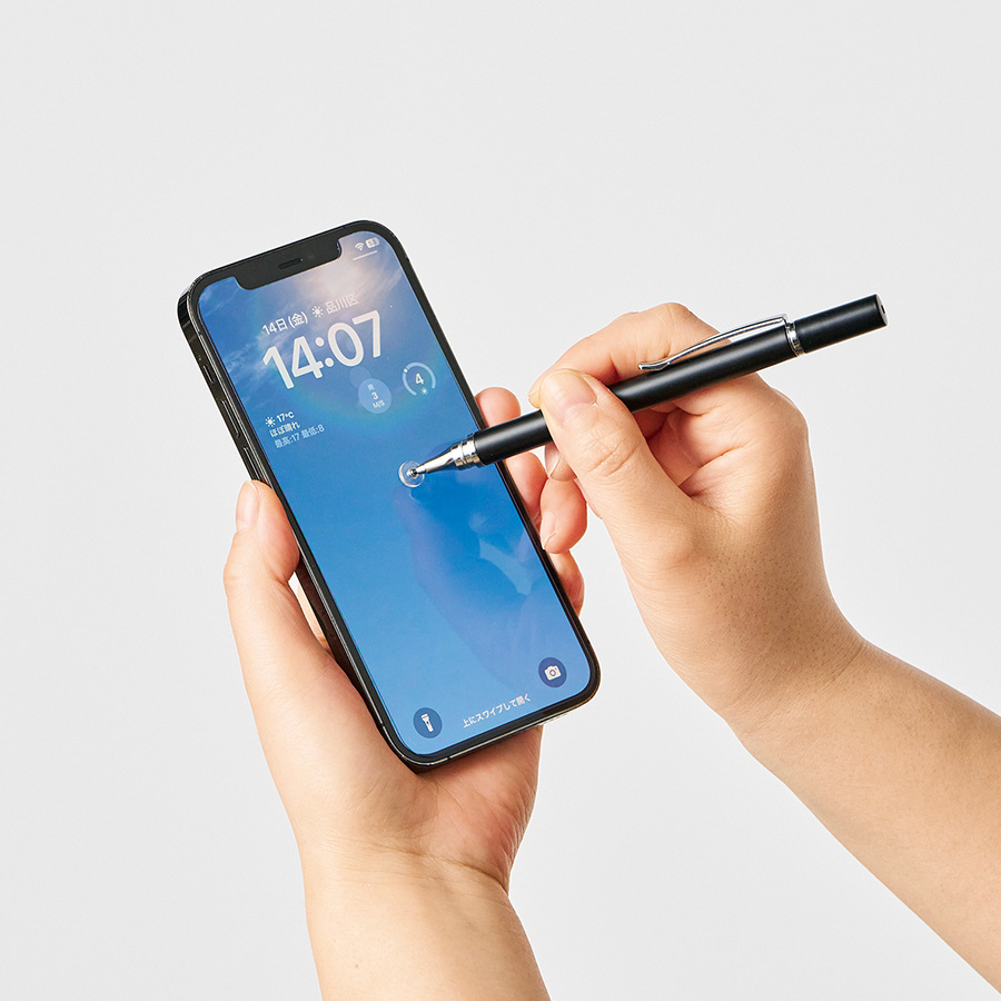 ボールペン付クリアディスク型タッチペン（再生ABS）