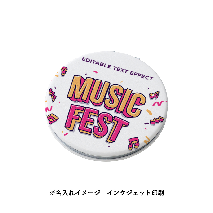 全面印刷できる合皮コンパクトミラー　ラウンド（両面対応）