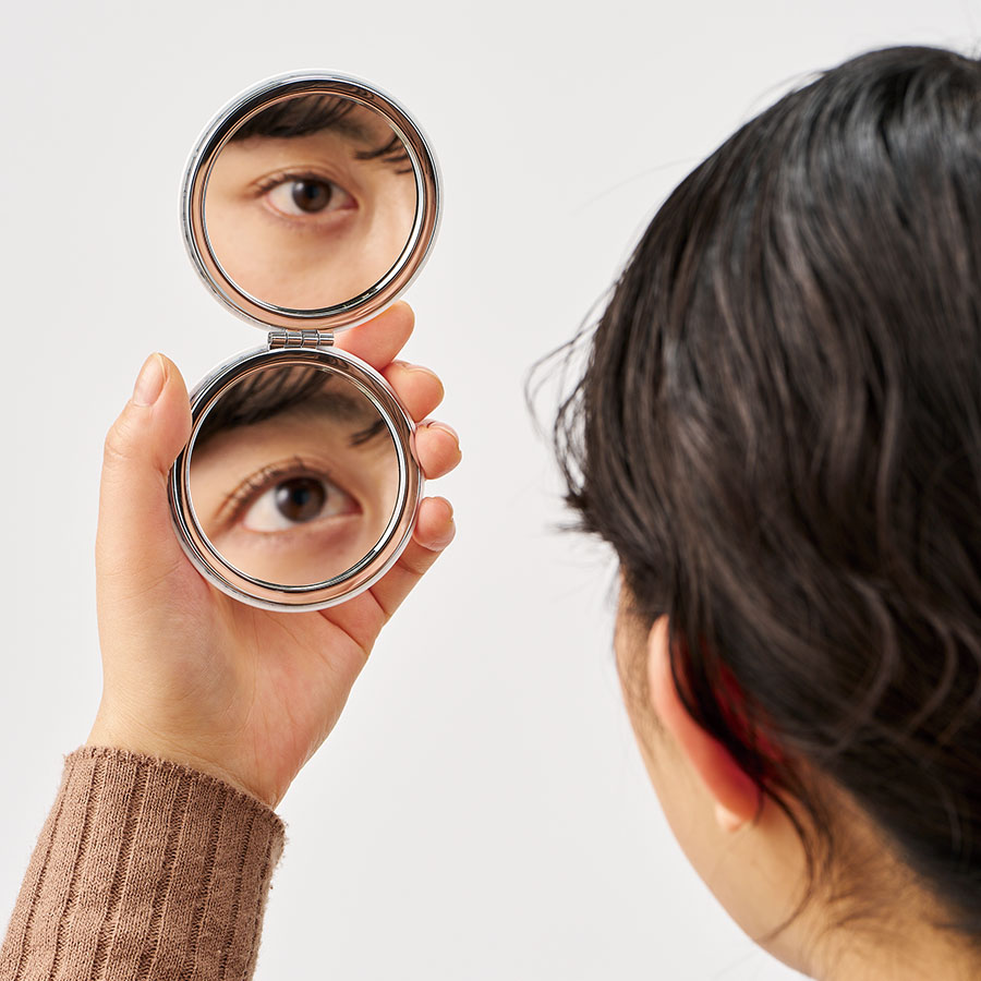 全面印刷できる合皮コンパクトミラー　ラウンド（両面対応）