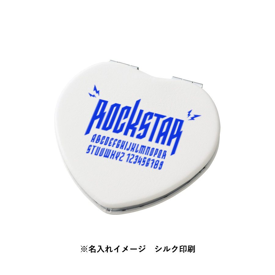 全面印刷できる合皮コンパクトミラー　ハート