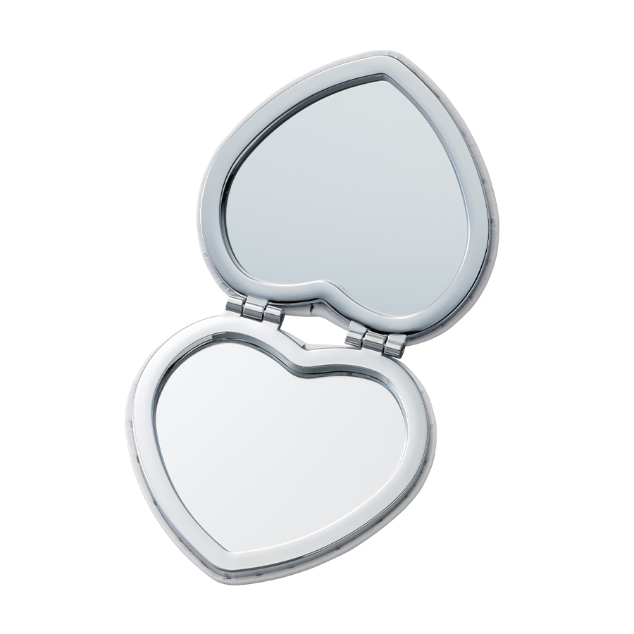全面印刷できる合皮コンパクトミラー　ハート