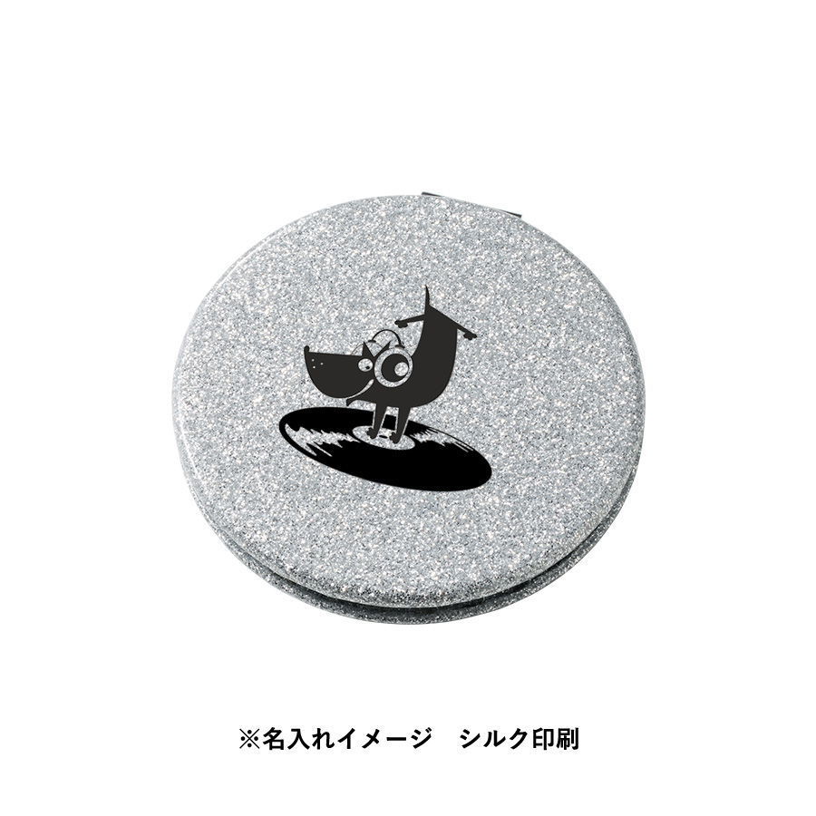 ラメ入り合皮コンパクトミラー　ラウンド