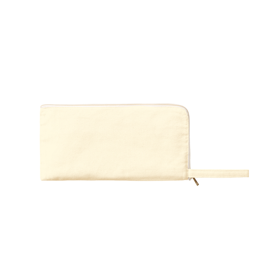 キャンバスL字ファスナーフラットポーチ（M）　ナチュラル