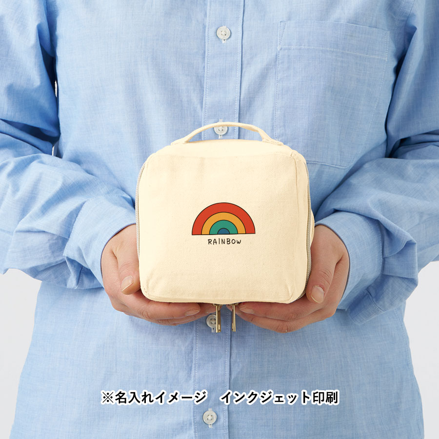 キャンバススクエアファスナーポーチ（S）　ナチュラル