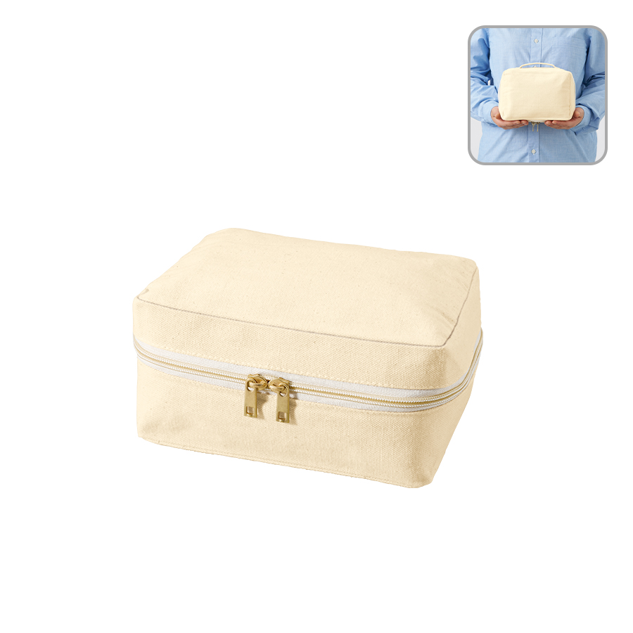 TP-0010-008キャンバススクエアファスナーポーチ（M）　ナチュラル