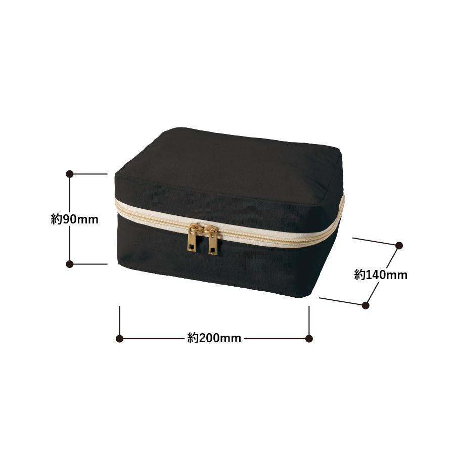 キャンバススクエアファスナーポーチ（M）