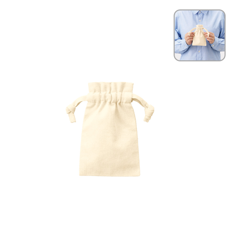 TP-0012-008厚手コットンフリル巾着（SS）　ナチュラル