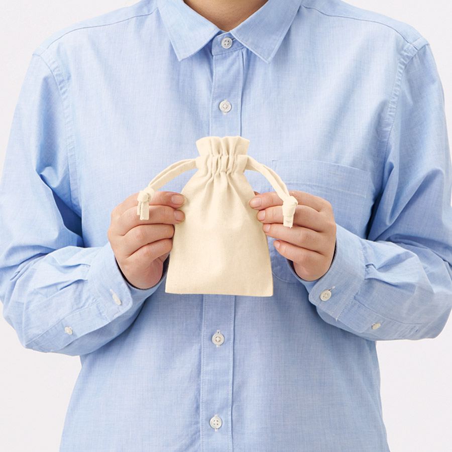 厚手コットンフリル巾着（SS）ナチュラル