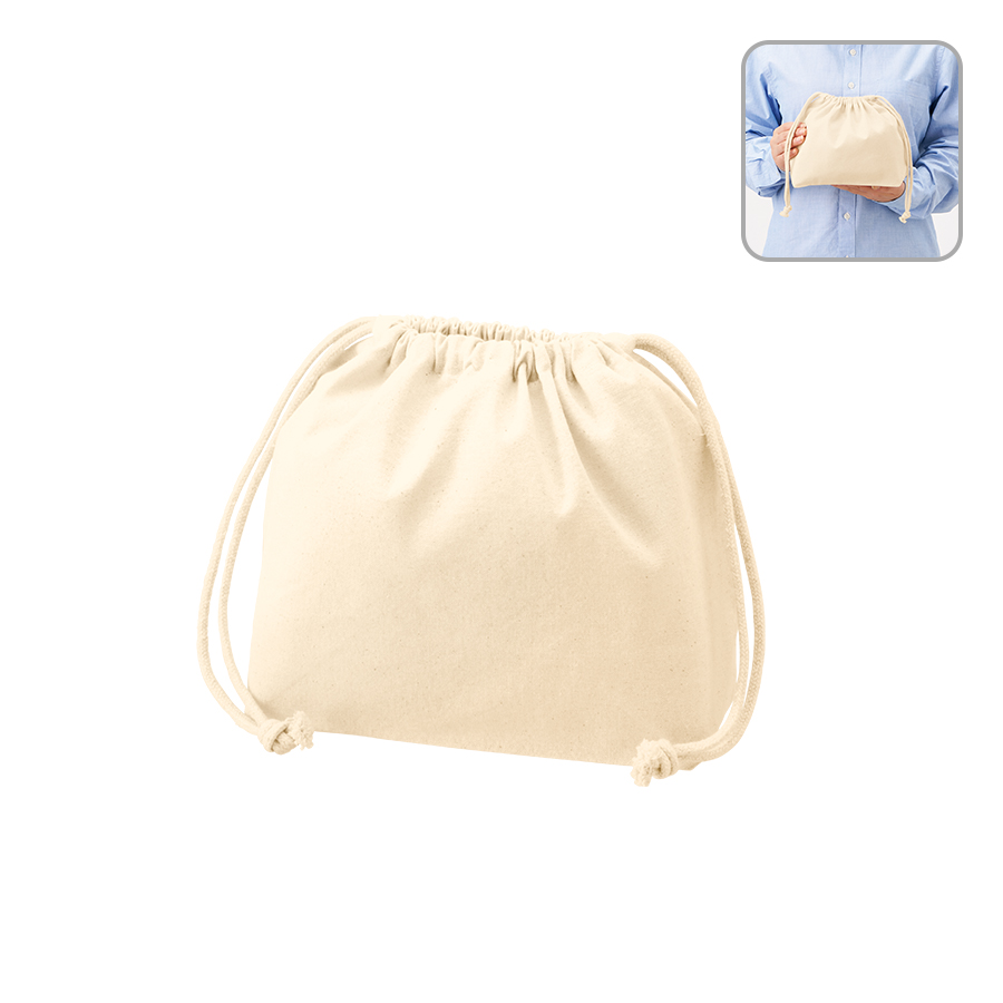 TP-0017-008厚手コットンポーチ巾着（M）ナチュラル