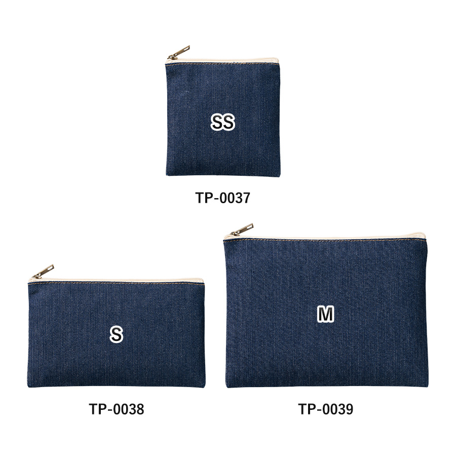デニムフラットポーチ（M）　インディゴ