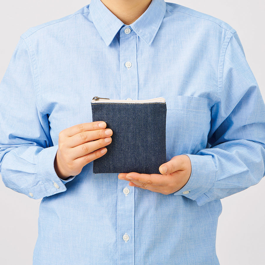 デニムフラットポーチ（SS）　インディゴ