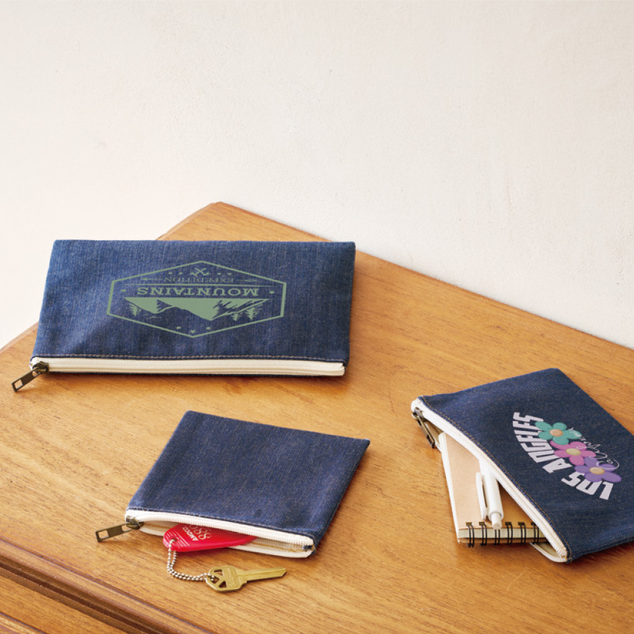 デニムフラットポーチ（SS）　インディゴ