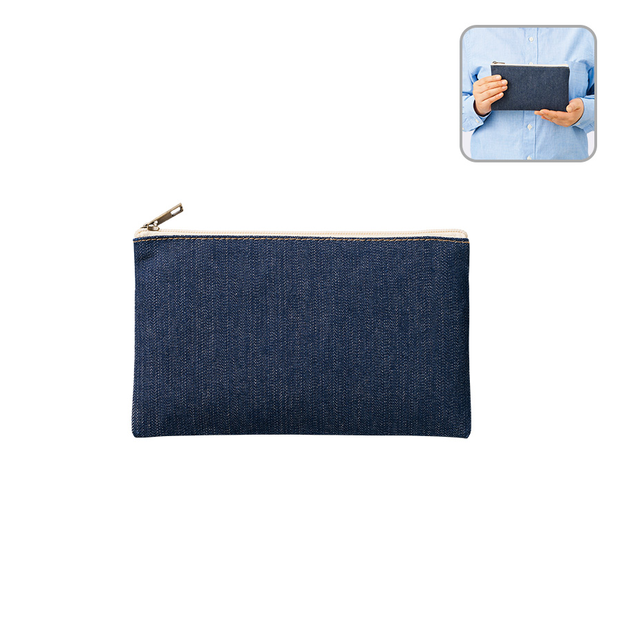 TP-0038-006デニムフラットポーチ（S）　インディゴ