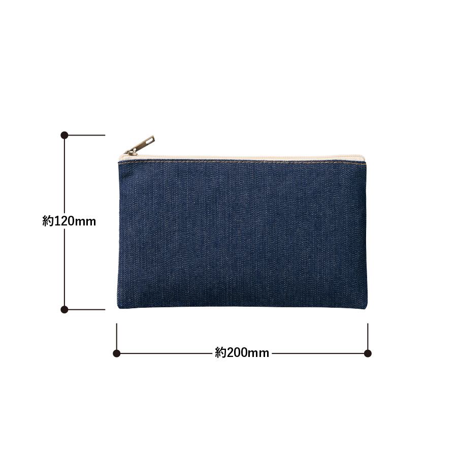 デニムフラットポーチ（S）　インディゴ
