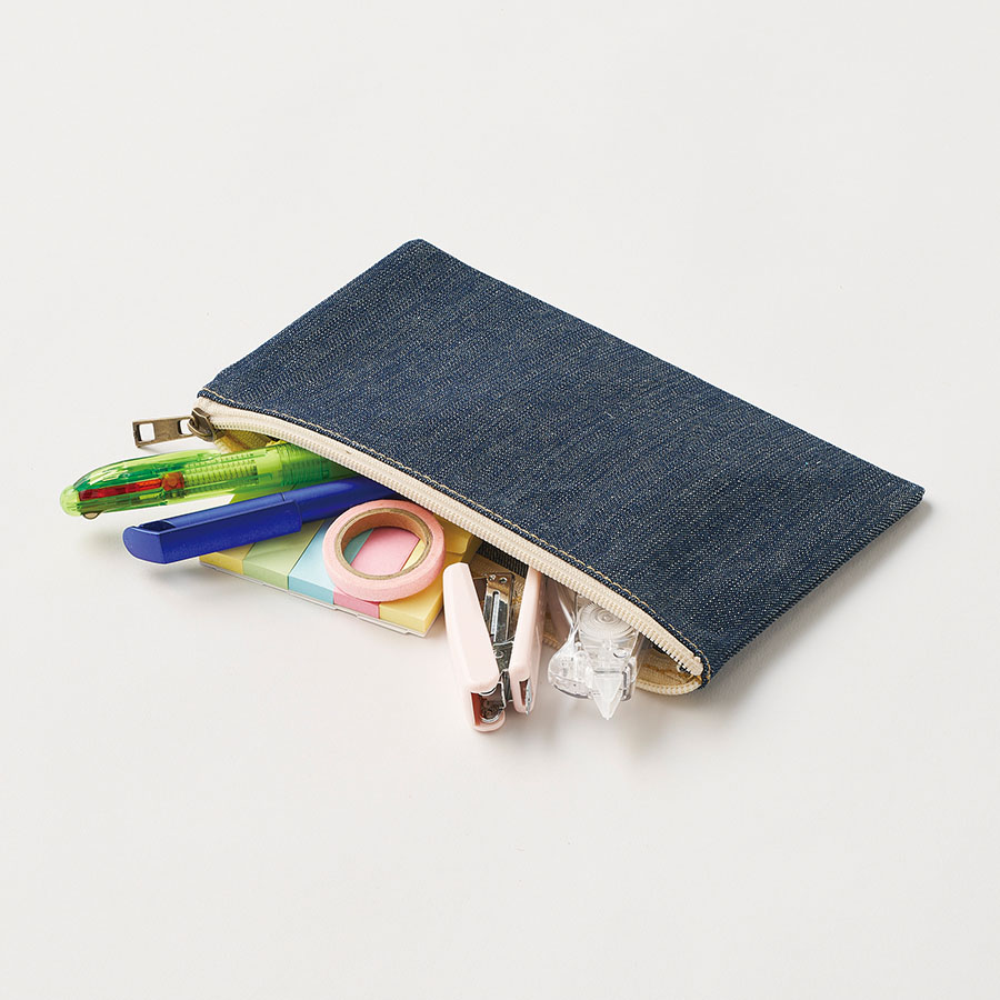 デニムフラットポーチ（size：S～L）