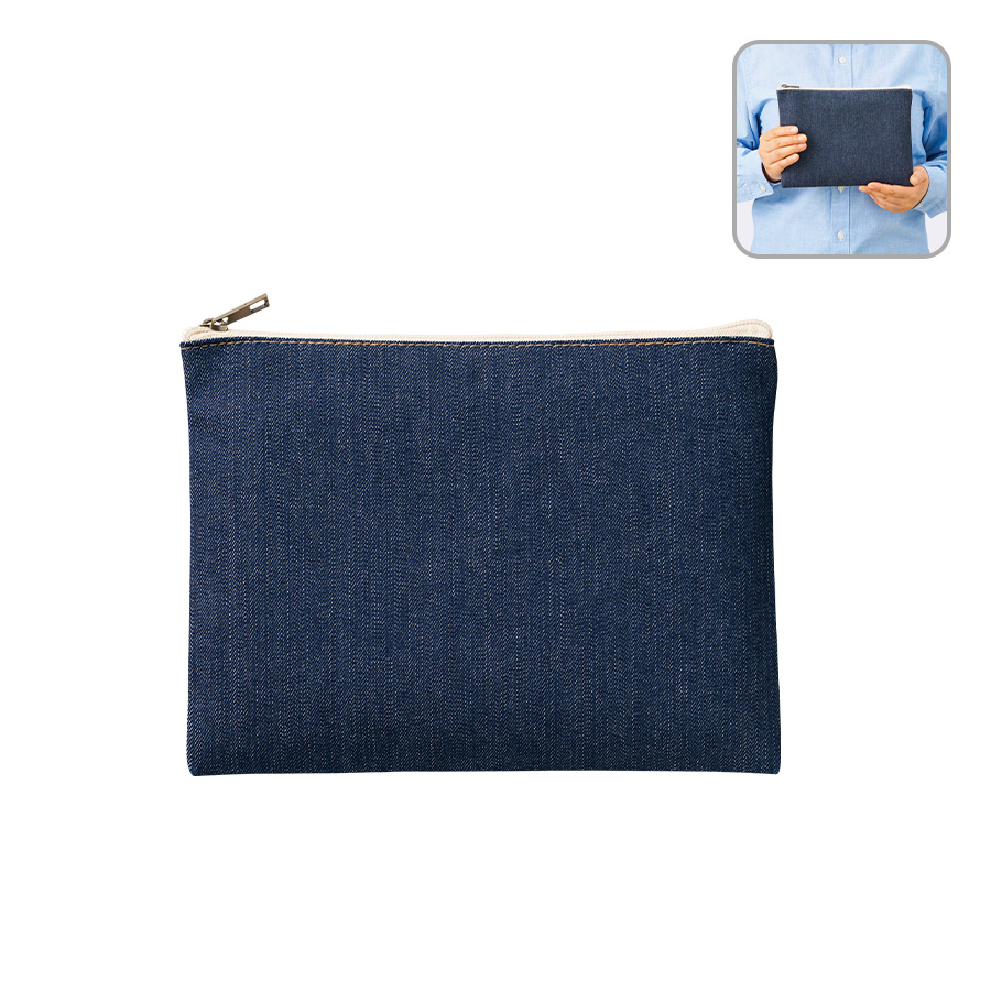 TP-0039-006デニムフラットポーチ（M）　インディゴ
