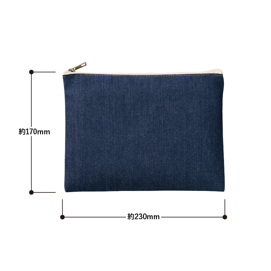 デニムフラットポーチ（M）　インディゴ