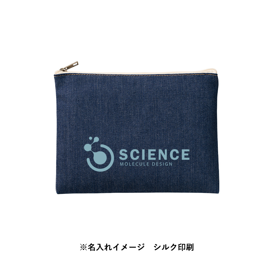 デニムフラットポーチ（M）　インディゴ