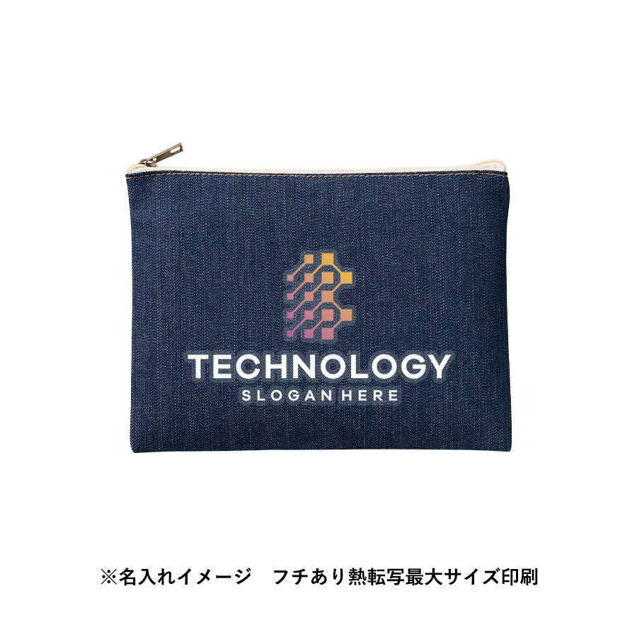 デニムフラットポーチ（M）　インディゴ
