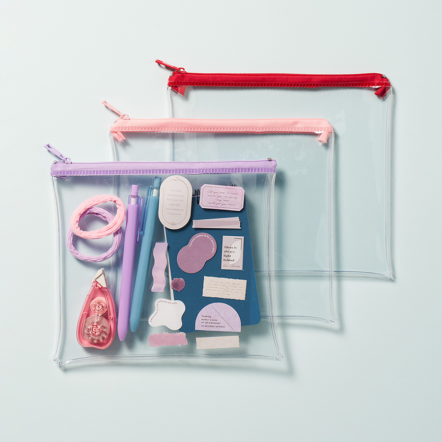カラーファスナークリアポーチ