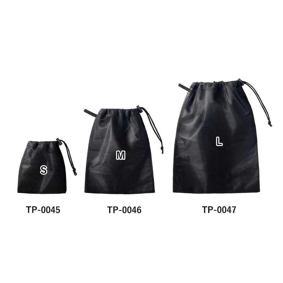 メッシュポリ巾着（S）　ブラック