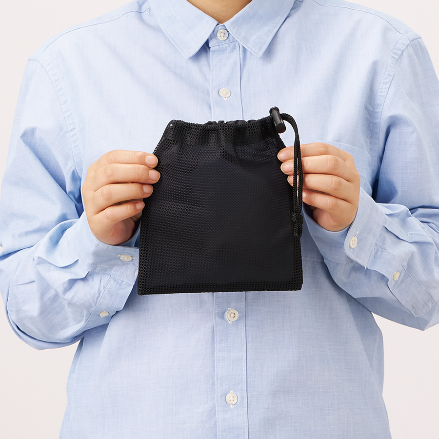 メッシュポリ巾着（S）　ブラック