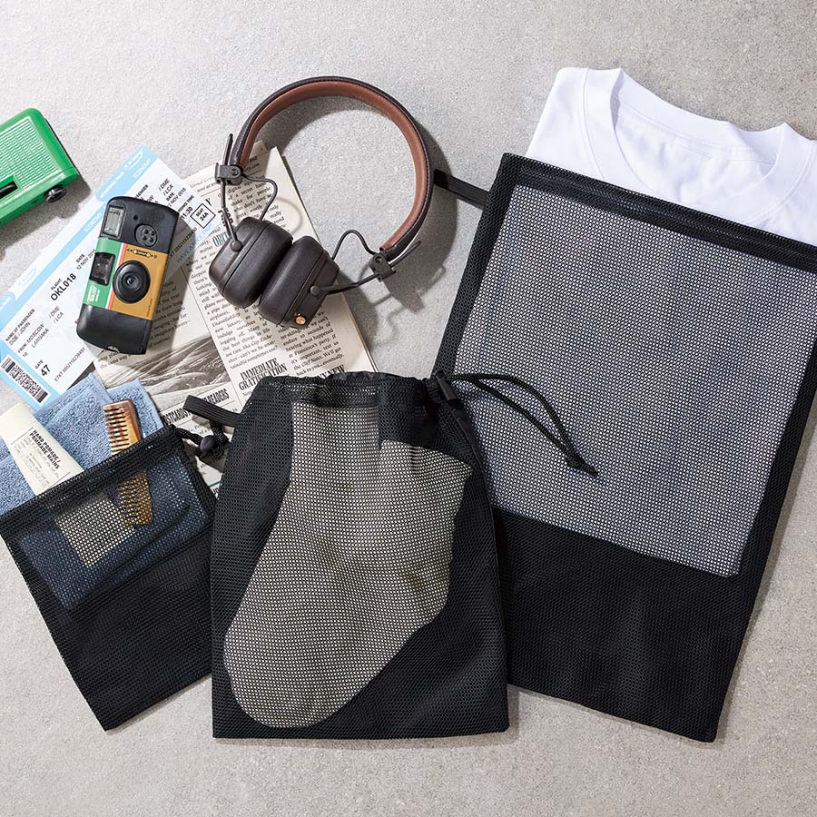 メッシュポリ巾着 ブラック