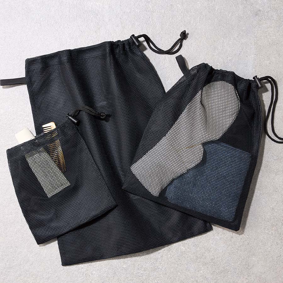 メッシュポリ巾着（S）　ブラック