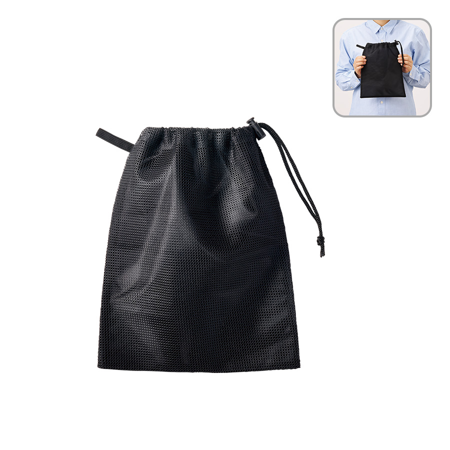 TP-0046-009メッシュポリ巾着（M）　ブラック