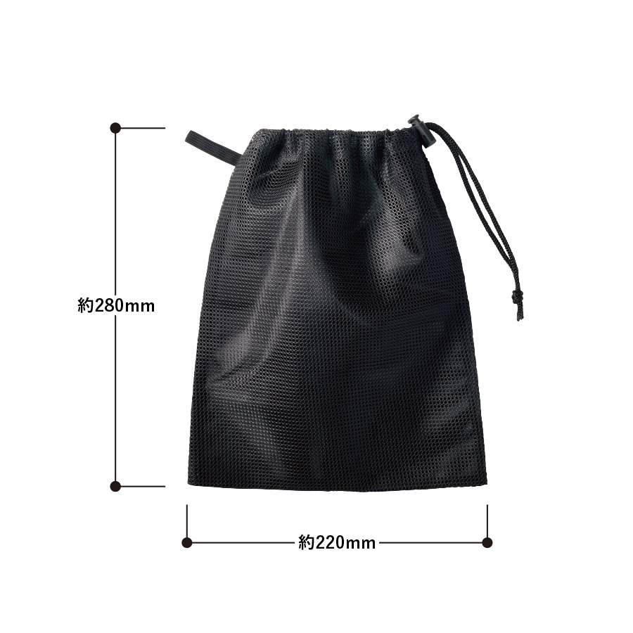 メッシュポリ巾着（M）　ブラック